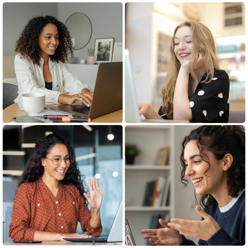 Logo do workshop A Virada Internacional. Simboliza a virada de chave na carreira de mulheres com o espanhol.